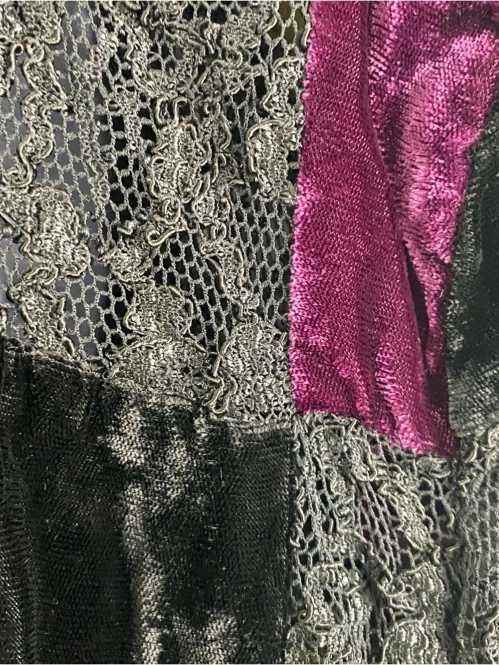 Vintage WR II Velvet Patchwork Lace Jacket Whimsigoth Boho Made‎ in USA M/L